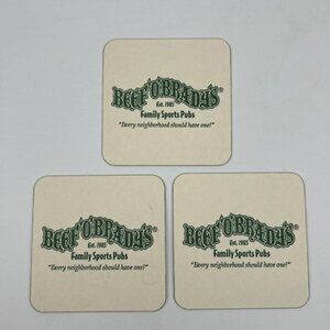 Beef 'O' Brady's Family Sports Pub Beer Coaster Lot of 3